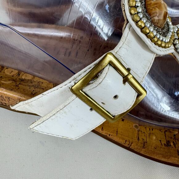 Vionic White Adelie Embellished Cork Insole Adjustable Strap Sandals Women's 8 - Picture 5 of 10